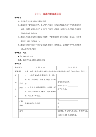 高中化学 专题3.1.1 金属与非金属反应教学案 新人教版必修1-新人教版高一必修1化学教学案