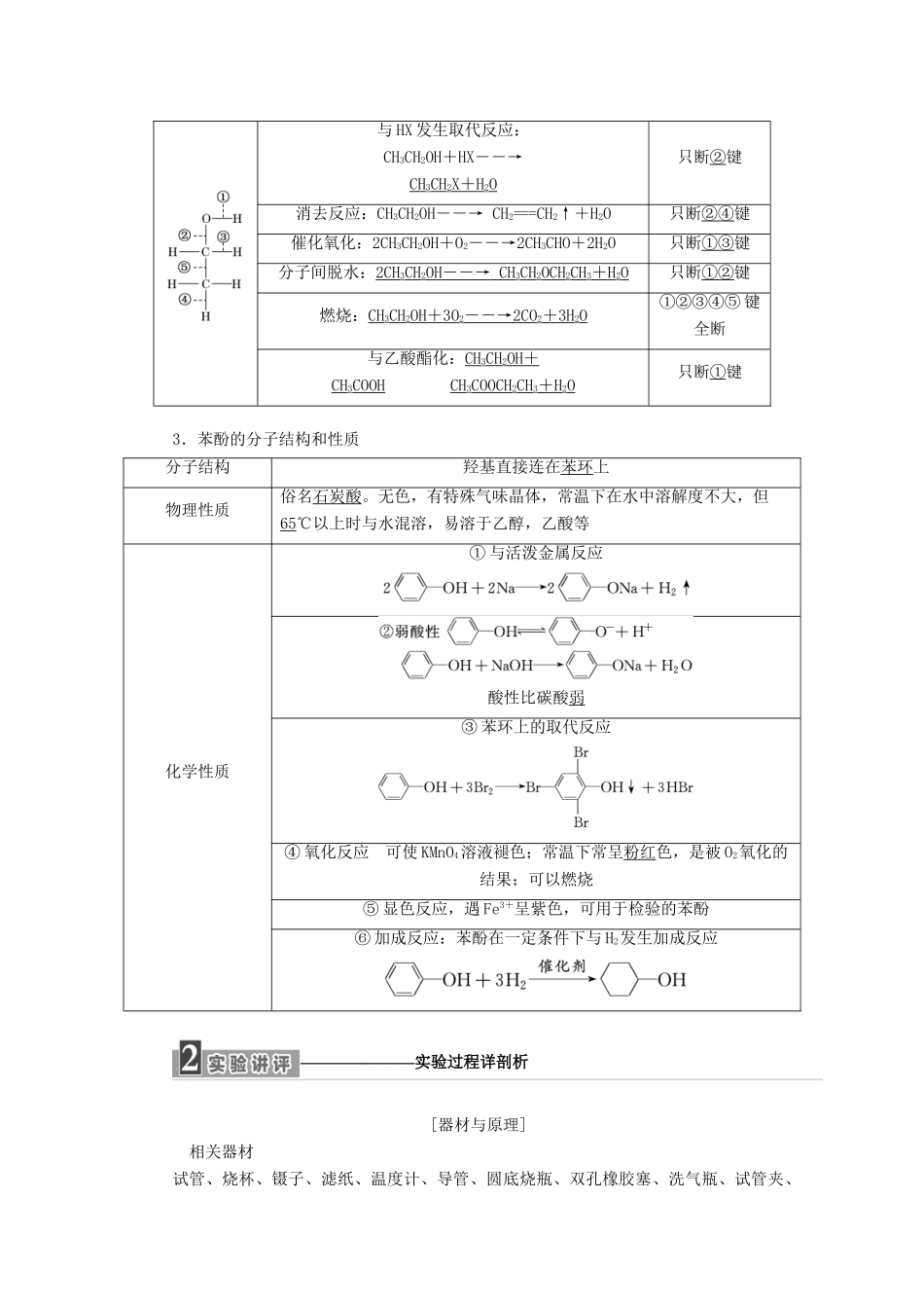 高中化学 专题2 物质性质的研究 课题2 乙醇和苯酚的性质教学案 苏教版选修6-苏教版高二选修6化学教学案_第2页