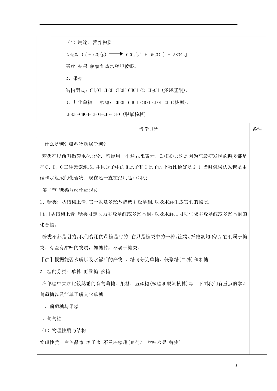 高中化学 专题4.2.1 糖类（1）教学案 新人教版选修5-新人教版高二选修5化学教学案_第2页
