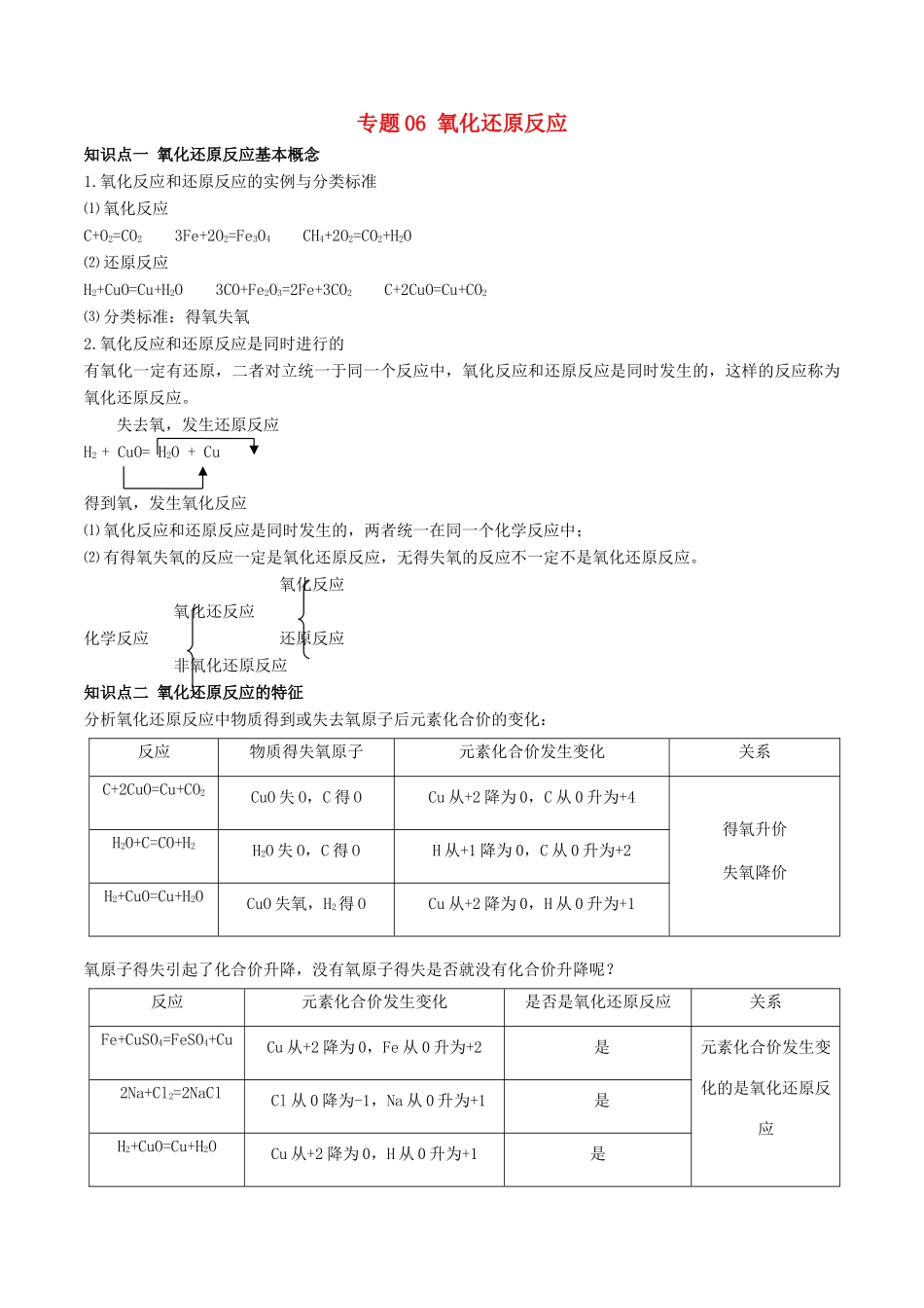 高中化学 专题06 氧化还原反应教学案（含解析）-人教版高中全册化学教学案_第1页