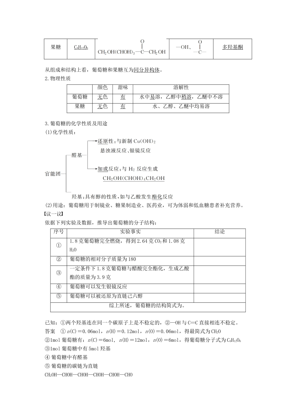 高中化学 专题5 生命活动的物质基础 第一单元 糖类油脂 第1课时 糖类教学案 苏教版选修5-苏教版高二选修5化学教学案_第2页
