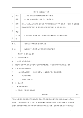 高中化学 专题5.3 功能高分子材料教学案 新人教版选修5-新人教版高二选修5化学教学案