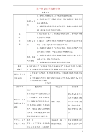 高中化学 第1章 认识有机化合物章末复习教学案 新人教版选修5-新人教版高二选修5化学教学案