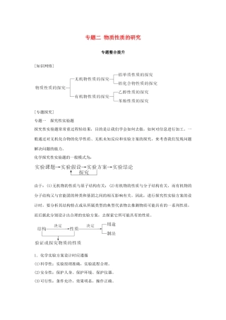 高中化学 专题二 物质性质的研究专题整合提升教学案 苏教版选修6-苏教版高二选修6化学教学案