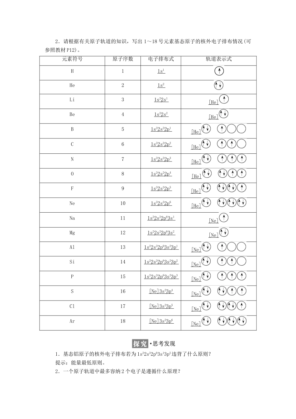 高中化学 第1章 原子结构 第2节 原子结构与元素周期表教学案 鲁科版选修3-鲁科版高二选修3化学教学案_第2页