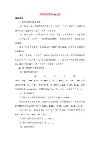 高中化学 研究物质的试验方法素材 苏教版必修1