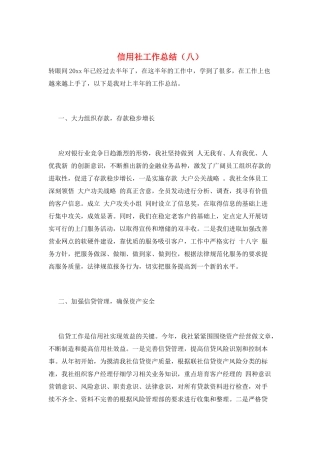 信用社工作总结(八)