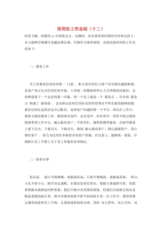 信用社工作总结(十二)