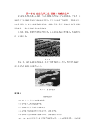 高中化学 第一单元 走进化学工业 课题3 纯碱的生产素材 新人教版选修2-新人教版高二选修2化学素材