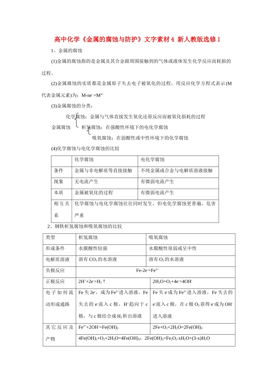 高中化学《金属的腐蚀与防护》文字素材4 新人教版选修1_第1页