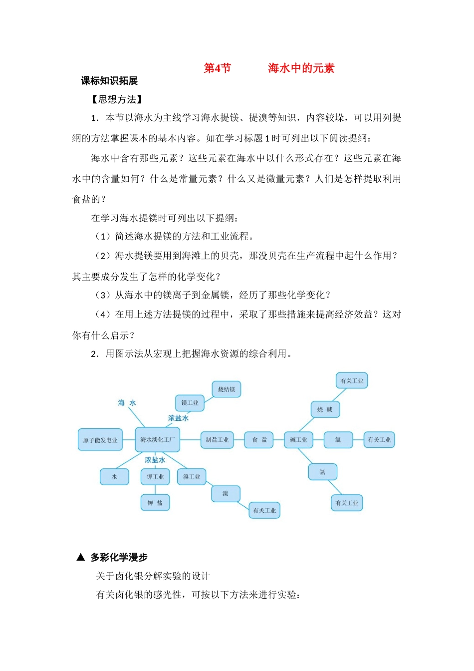 高中化学《海水中的元素》文字素材2 鲁科版必修1_第1页