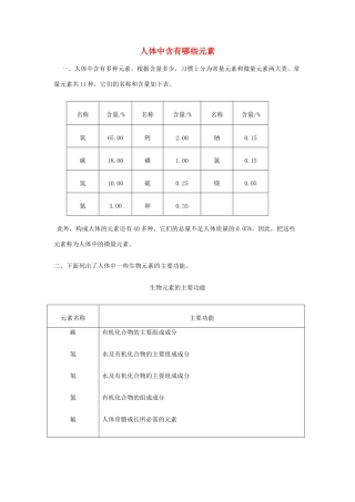 高中化学《摄取人体必需的化学元素》文字素材2 苏教版选修1