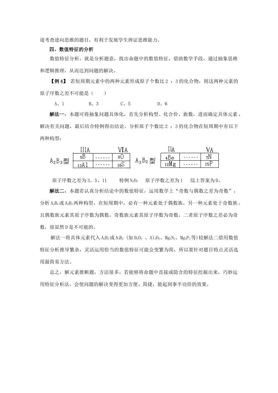 高中化学《元素周期表的应用-巧用特征分析法解元素推断题》文字素材3 鲁科版必修2_第3页