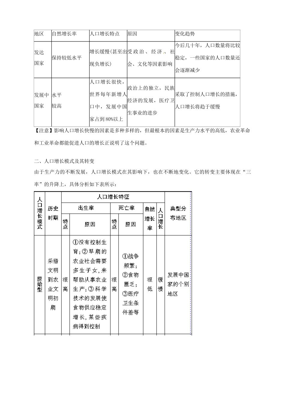 高中地理 1.1 人口的数量变化导学案 新人教版选修2_第3页