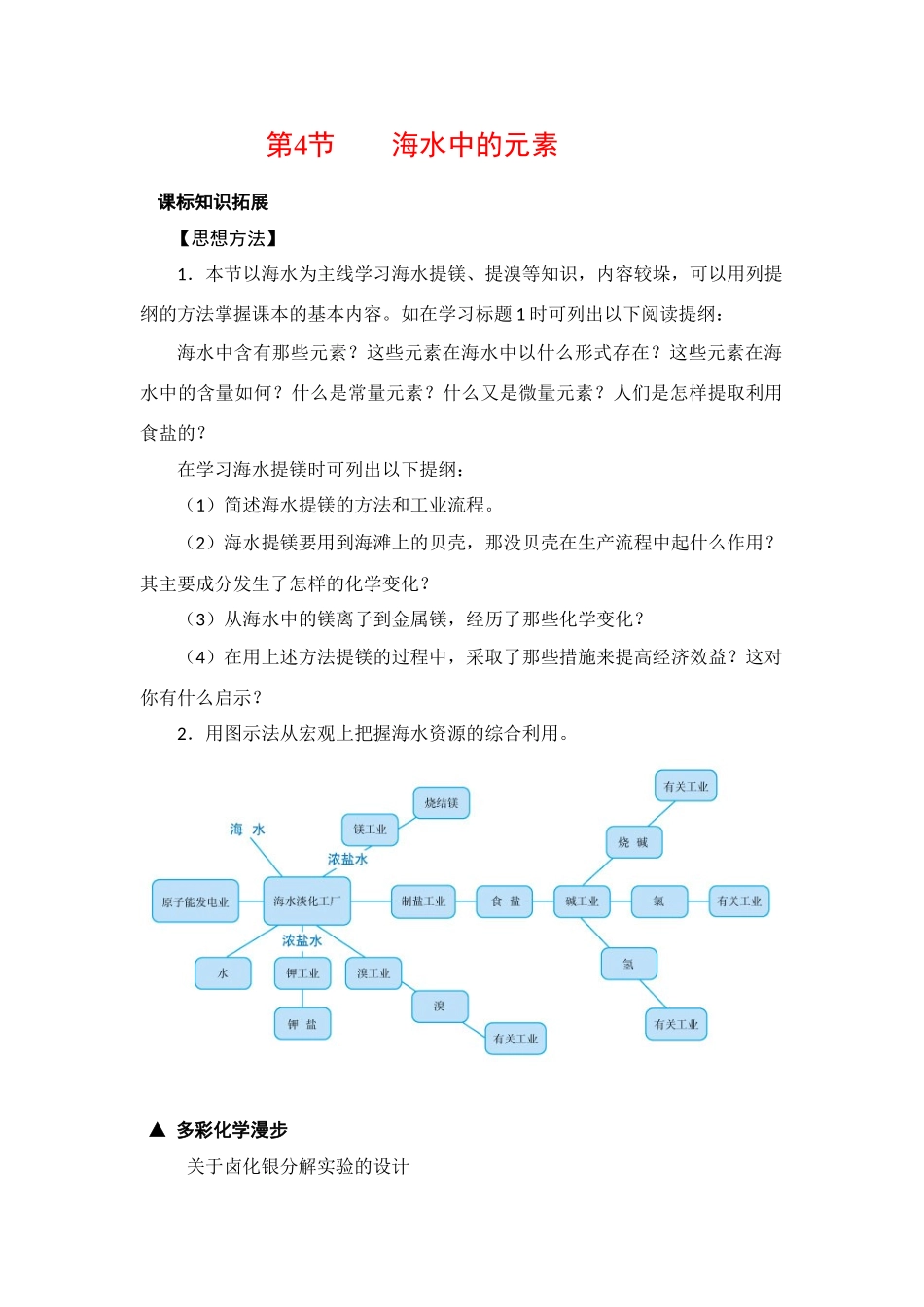 高中化学：3.4《海水中的元素》素材（鲁科版必修1）_第1页