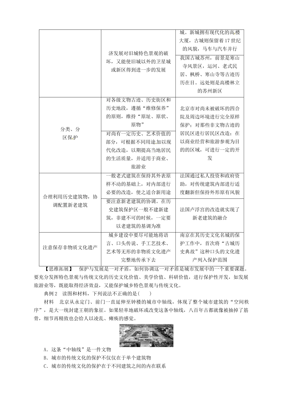 高中地理 2.3 城乡特色景观与传统文化的保护导学案 新人教版选修4_第3页
