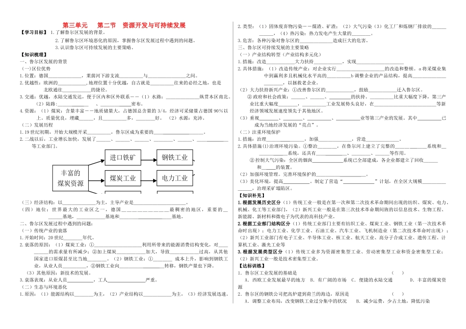 高中地理 3.2资源开发与可持续发展学案 鲁教版必修3-鲁教版高二必修3地理学案_第1页