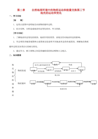 高中地理 2.3 地壳的运动和变化学案 中图版必修1
