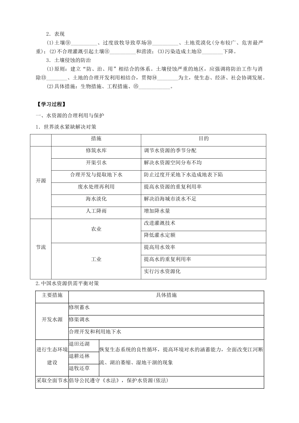 高中地理 3.3 可再生资源的合理利用与保护导学案 新人教版选修6_第2页