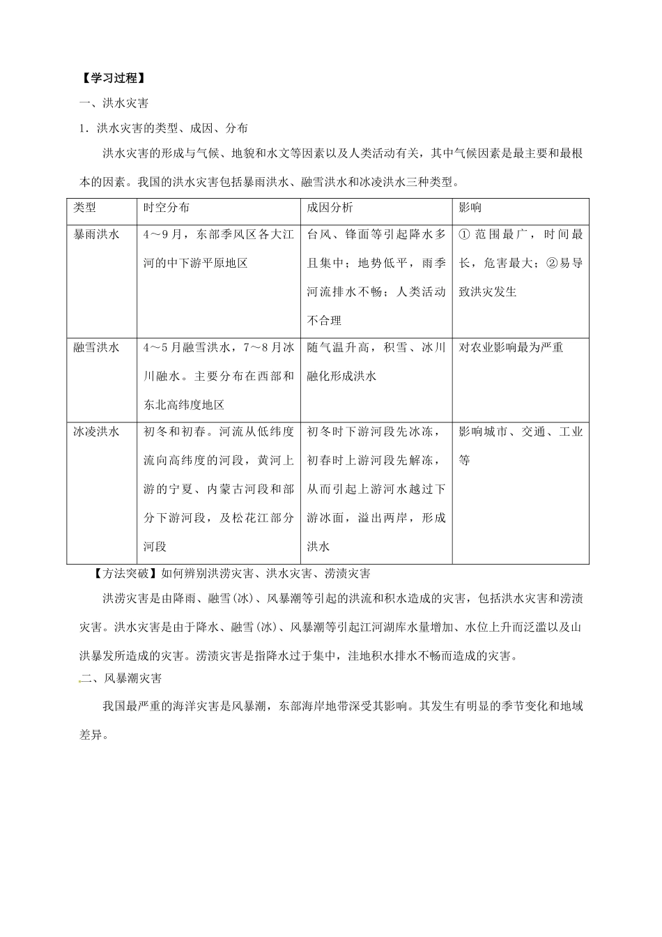 高中地理 2.3 中国的水文灾害导学案 新人教版选修5_第2页