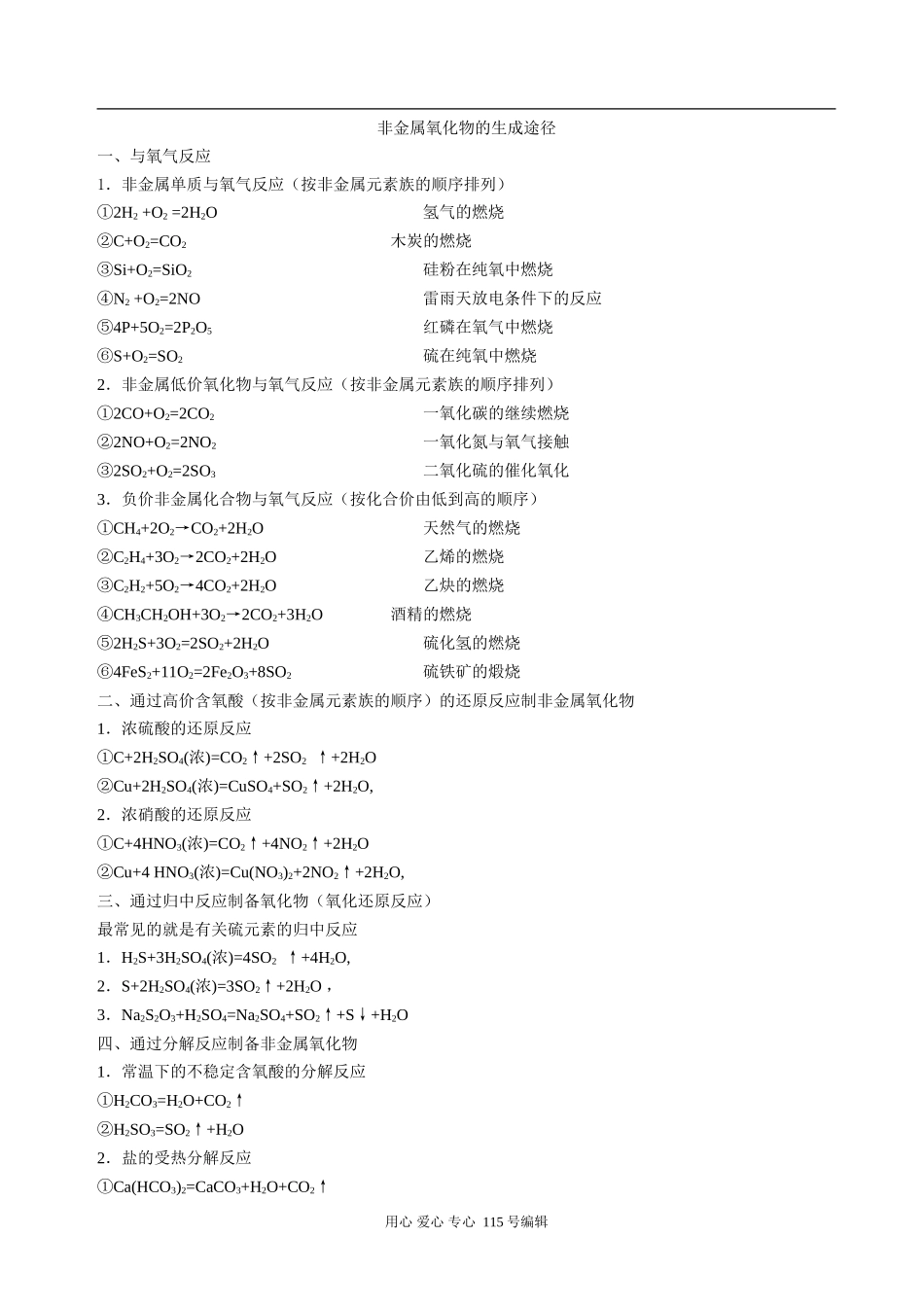 高中化学非金属氧化物的生成途径_第1页