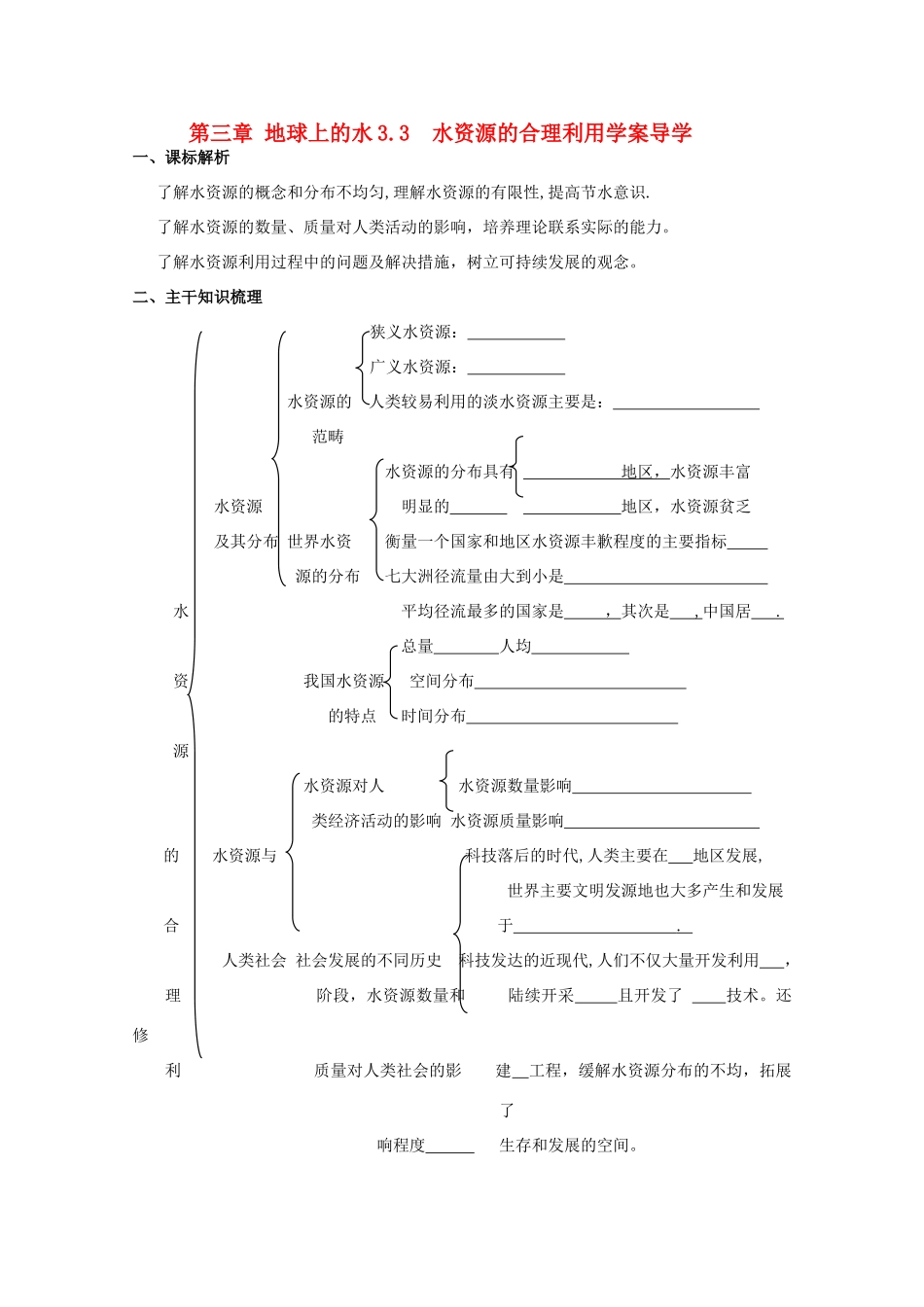 高中地理 3.3《水资源的合理利用》学案2 新人教版必修1_第1页