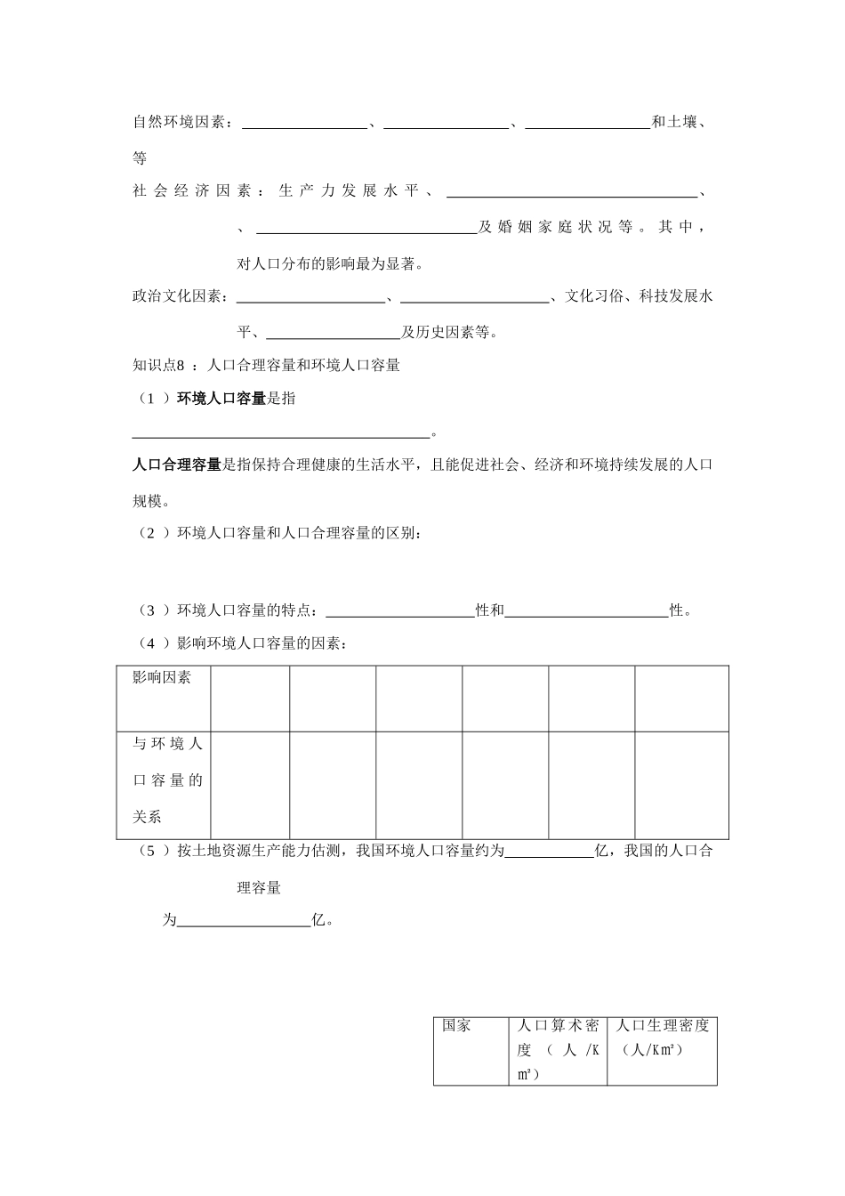 高中地理 《人口》复习学案-2 鲁教版必修2_第2页