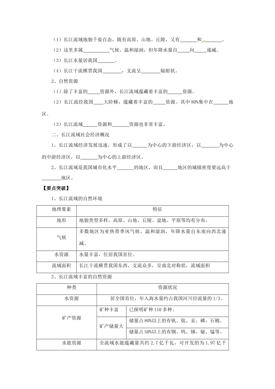 高中地理 4.1《流域综合开发与可持续发展—以长江流域为例》学案2 鲁教版必修3_第2页