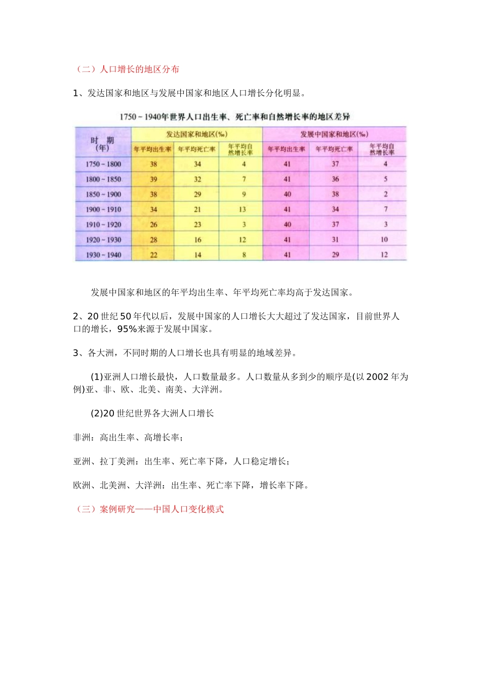 高中地理 《人口增长的模式及地区分布》文字素材2 中图版必修2_第3页