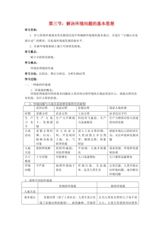 高中地理 当代环境问题的产生及特点学案 新人教版选修6