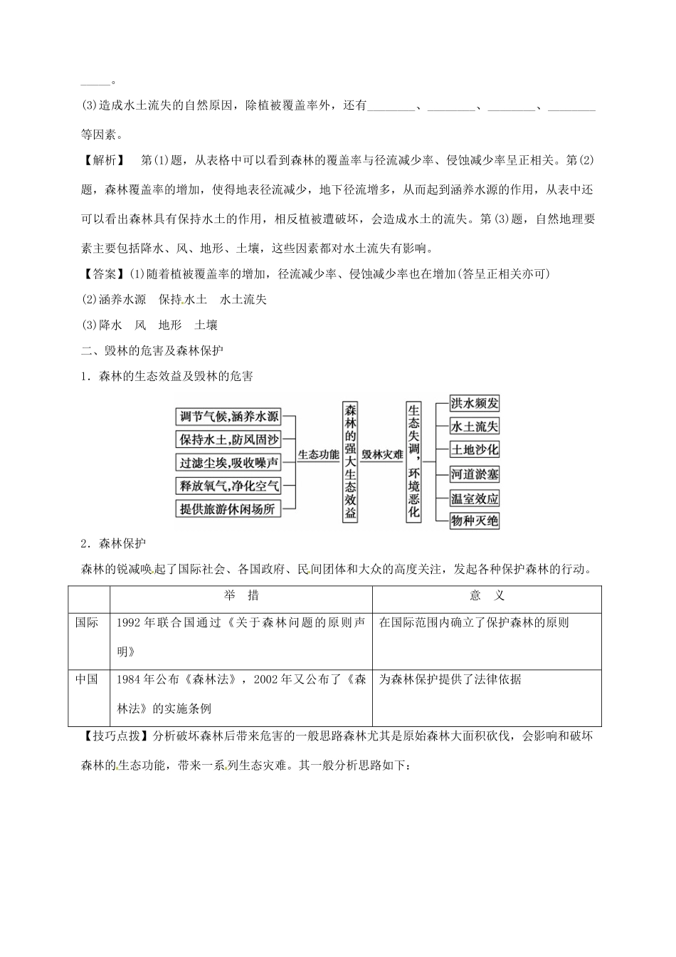 高中地理 4.1森林及其保护导学案 新人教版选修6-新人教版高二选修6地理学案_第3页