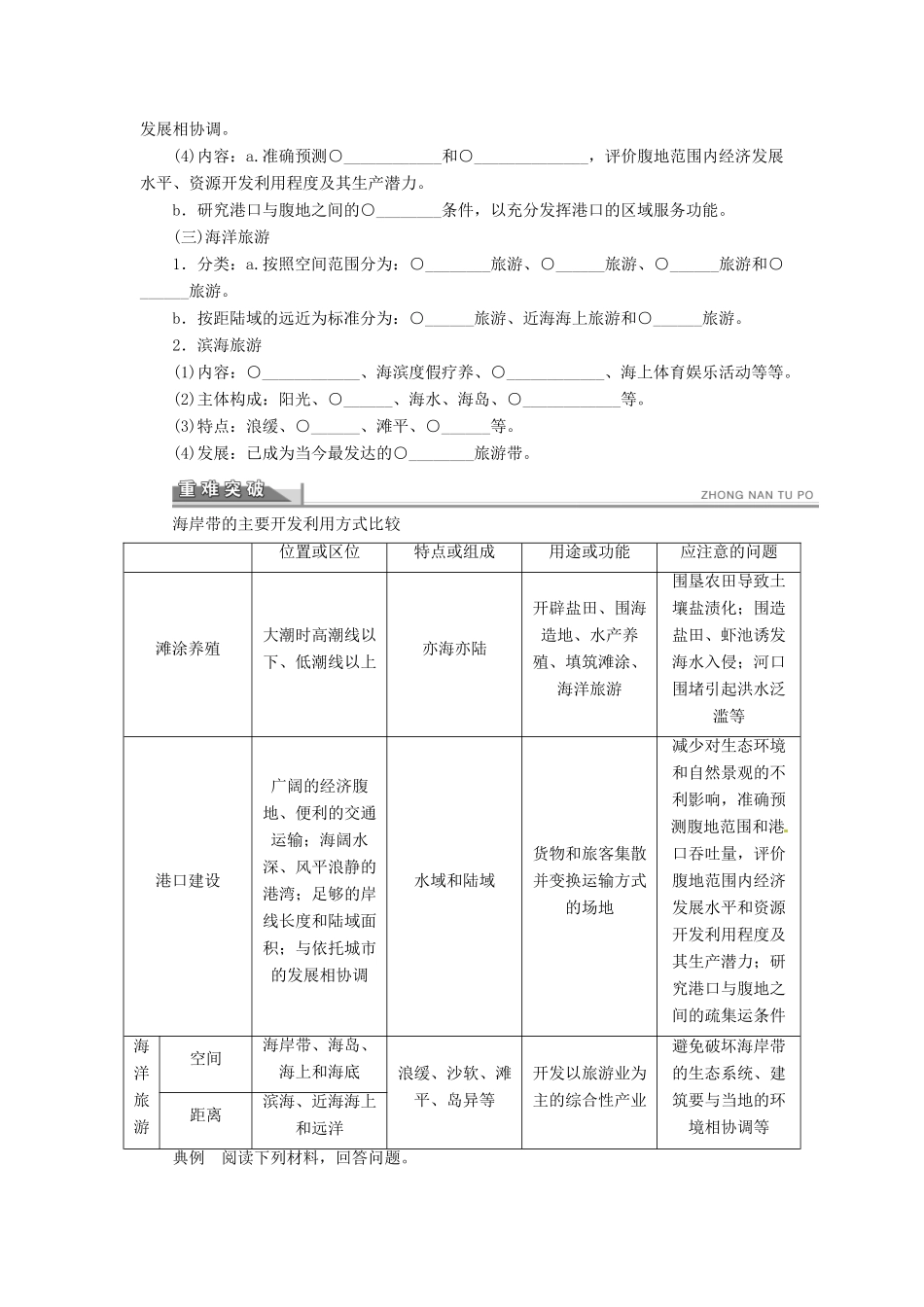 高中地理 5.1海岸带的开发学案 新人教版选修2-新人教版高二选修2地理学案_第2页
