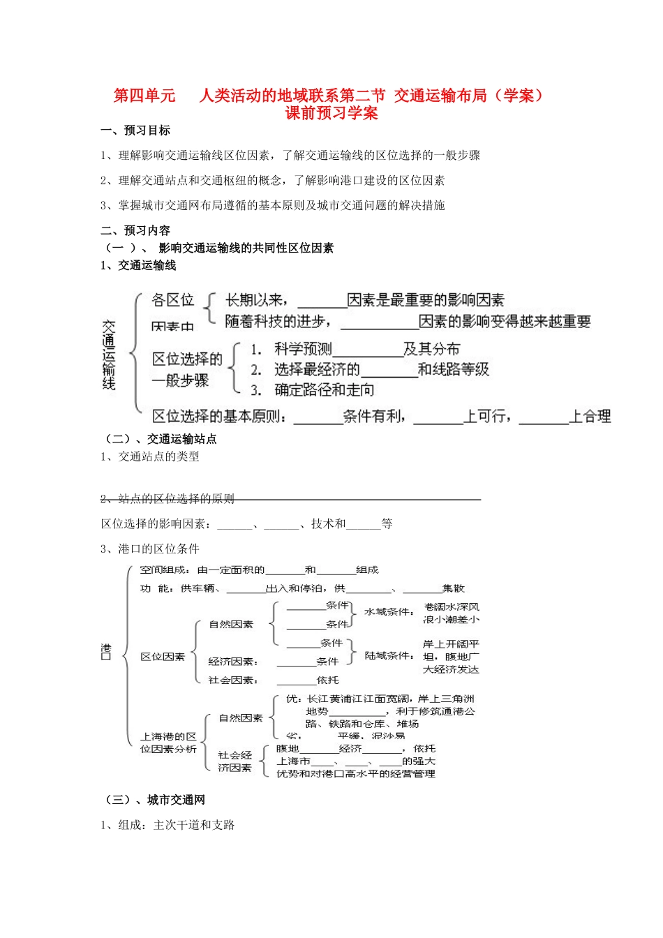 高中地理 4.2 《交通运输布局》学案 鲁教版必修2_第1页