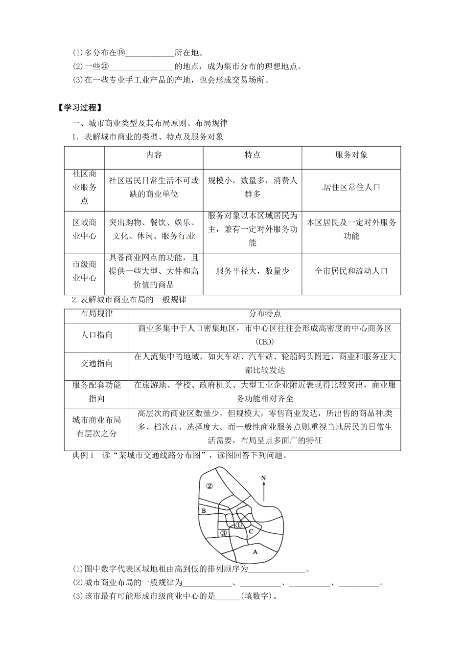 高中地理 4.2 城乡商业与生活环境导学案 新人教版选修4_第2页