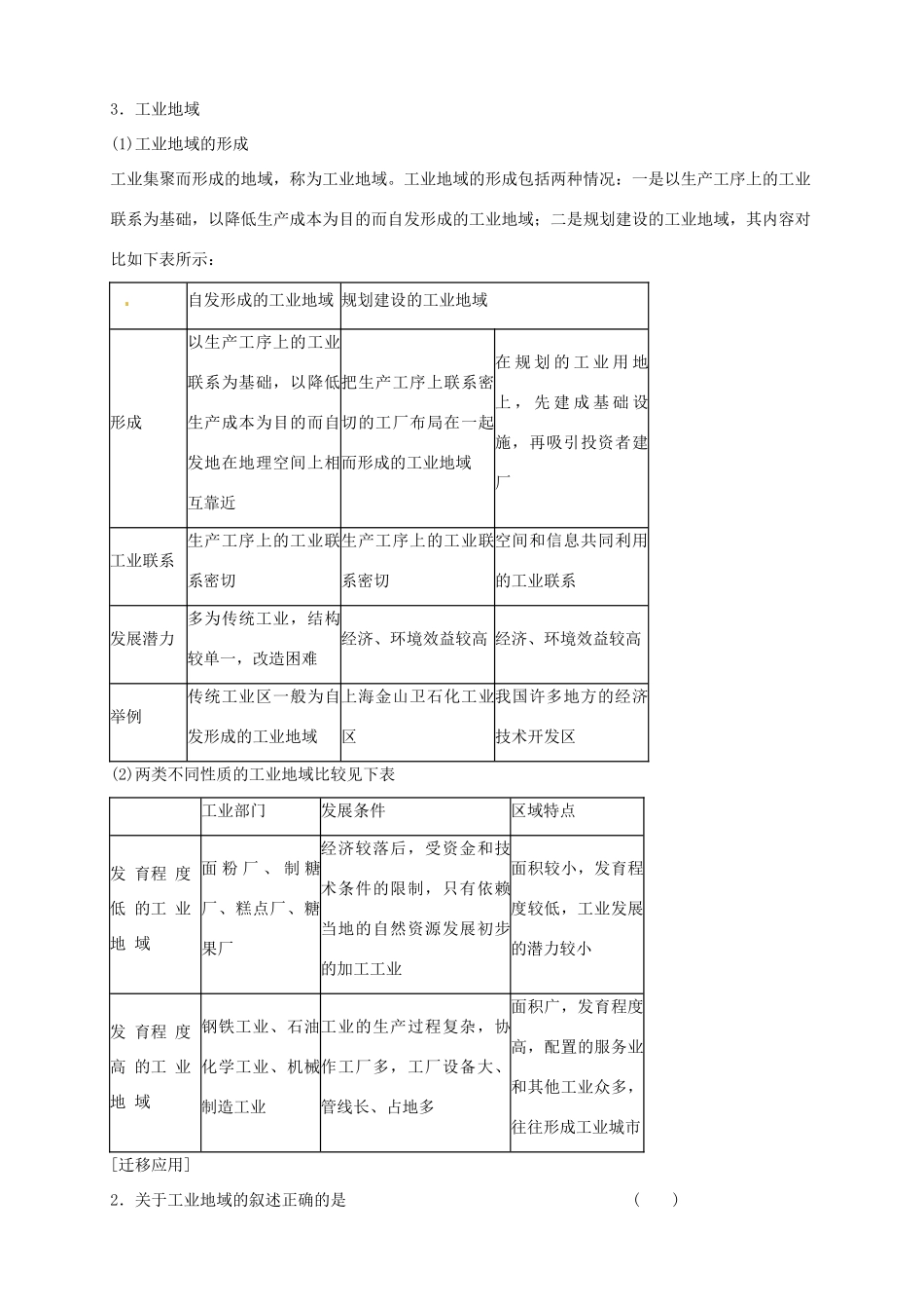 高中地理 4.2 工业地域的形成导学案 新人教版选修2_第3页