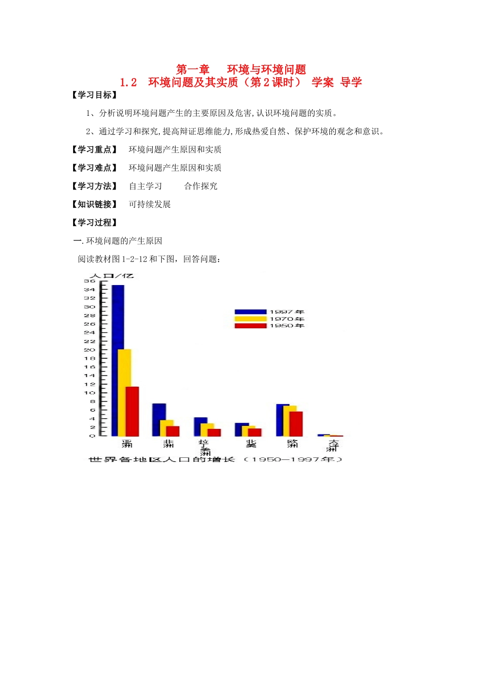 高中地理 1.2《环境问题及其实质》导学案（2） 鲁教版选修6_第1页