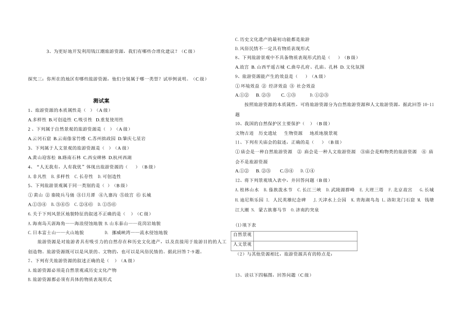 高中地理 1.2《旅游资源》学案 湘教版选修3_第2页