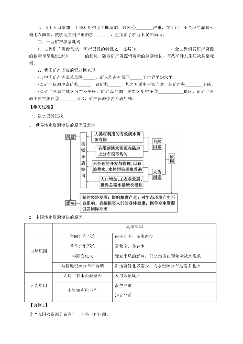 高中地理 3.1人类面临的主要资源问题导学案 新人教版选修6-新人教版高二选修6地理学案_第2页