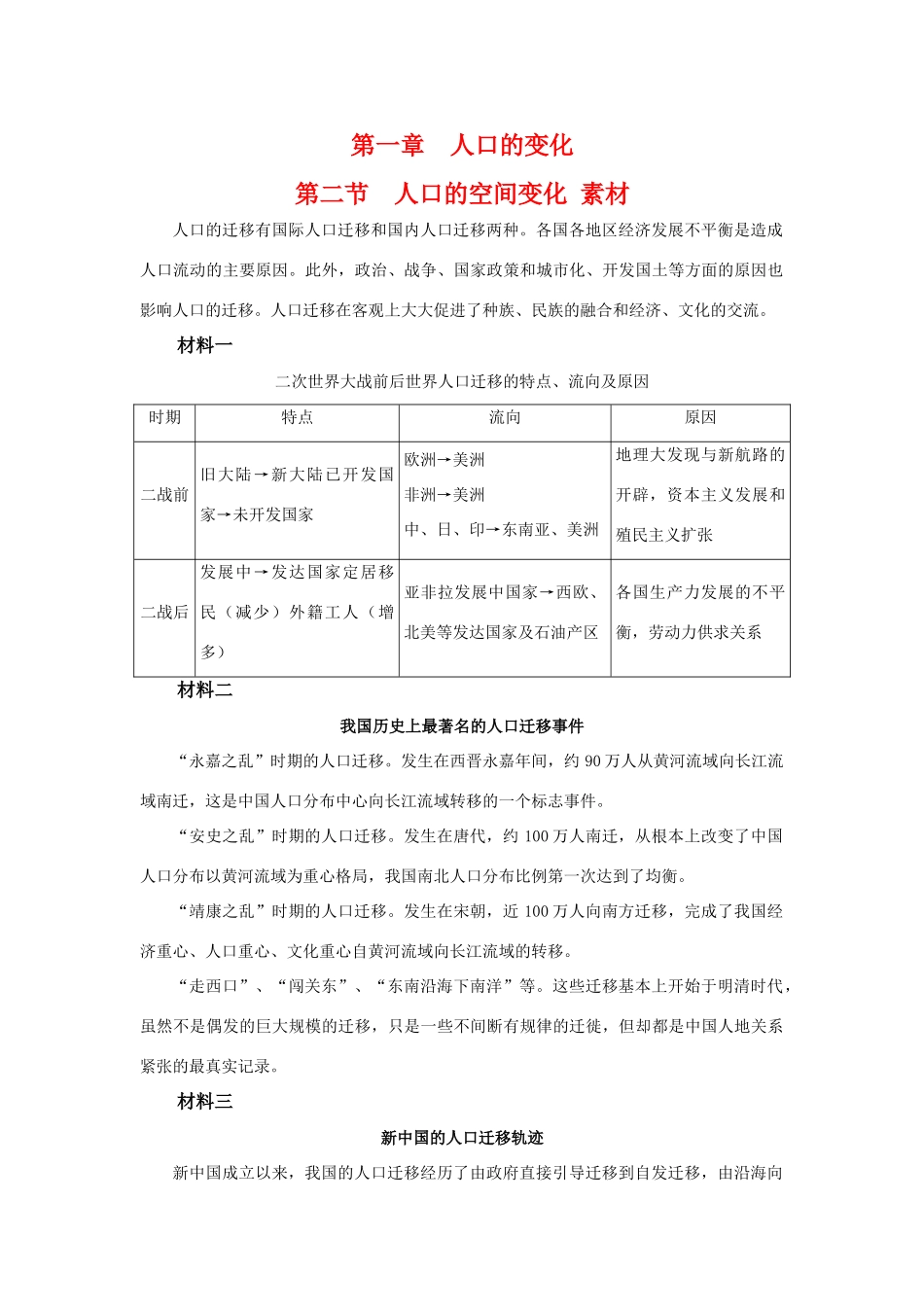 高中地理 1.2《人口的空间变化》素材 新人教版必修2 _第1页