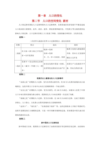 高中地理 1.2《人口的空间变化》素材 新人教版必修2 