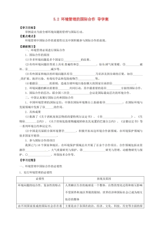 高中地理 5.2环境管理的国际合作导学案 新人教版选修6-新人教版高二选修6地理学案