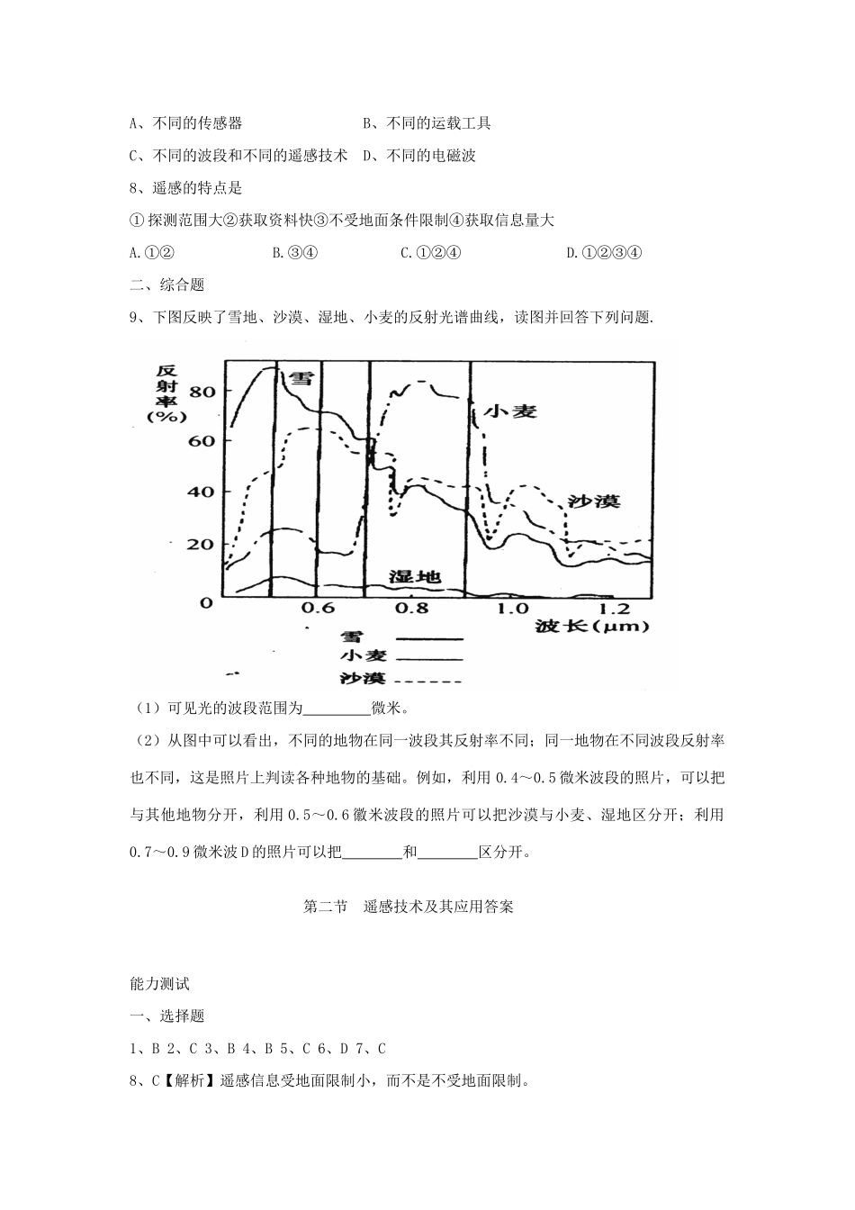 高中地理 3.2 遥感技术及其应用学案 湘教版必修3_第3页
