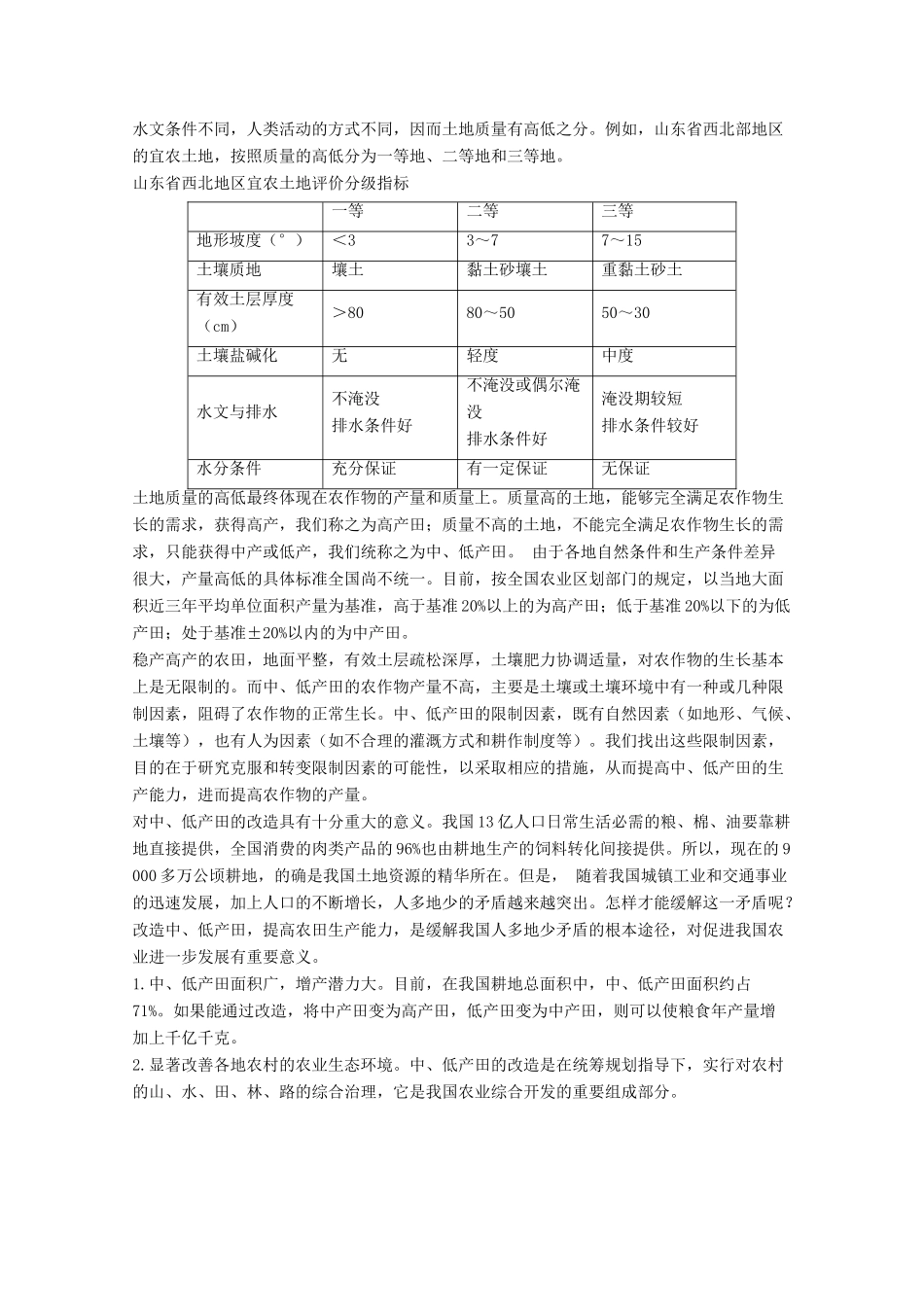 高中地理 6.1《中、低产田治理的地理背景》素材 旧人教版选修2_第3页