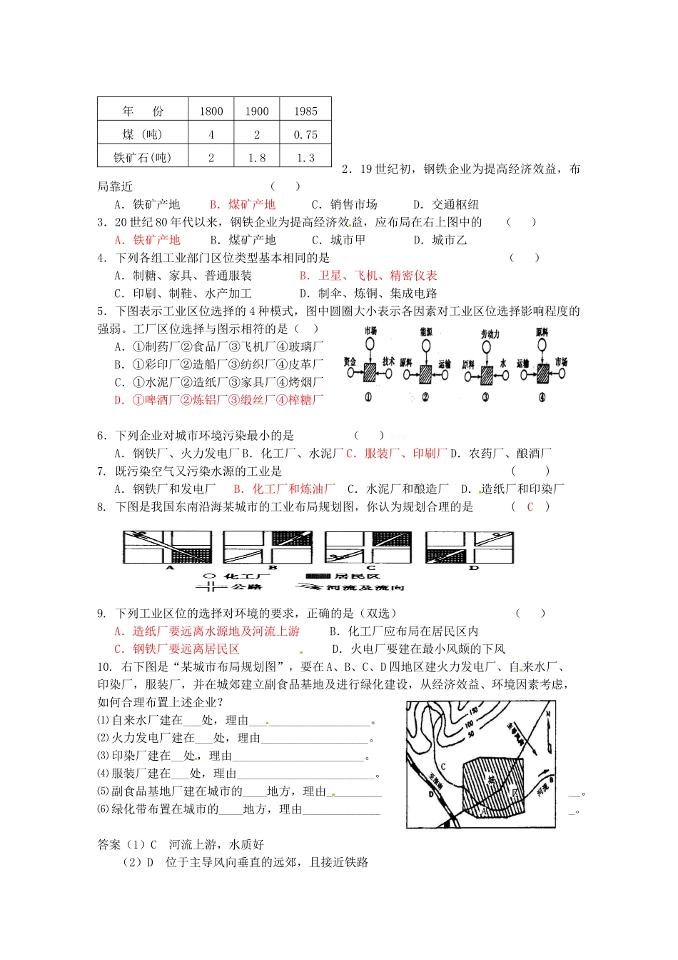 高中地理 3.2.1工业活动与地理环境学案 鲁教版必修2_第2页
