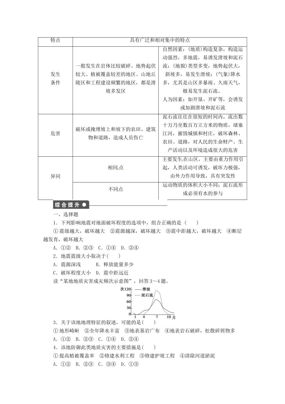 高中地理 1.2自然灾害的类型与分布第2课时学案 湘教版选修5-湘教版高二选修5地理学案_第3页