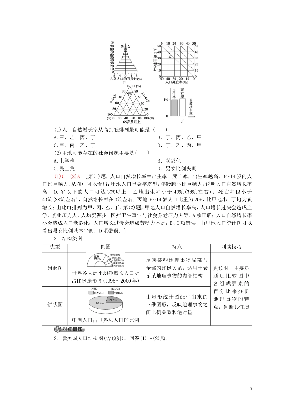 高中地理 第1章 人口与地理环境 章末小结与测评教案 湘教版必修第二册-湘教版高中必修第二册地理教案_第3页