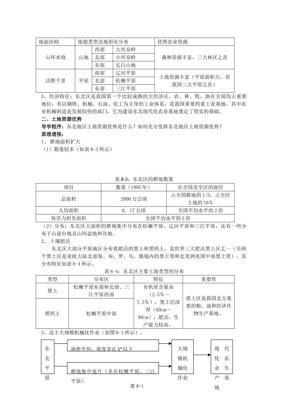 高中地理 8.1 东北地区农林基地建设的地理背景学案 人教版选修2_第2页