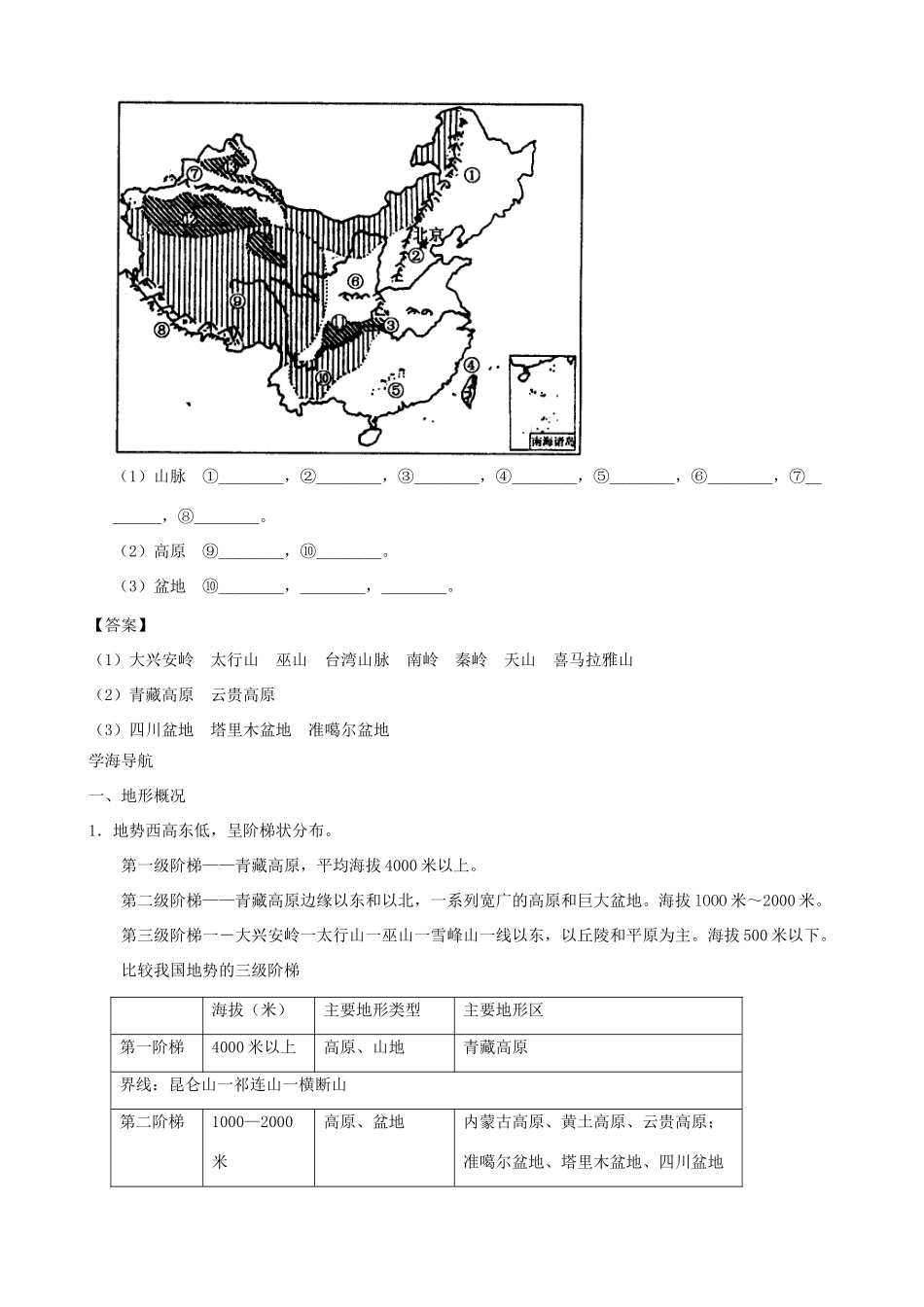 高中地理 3.2中国的地形区域地理精品学案 新人教版_第2页