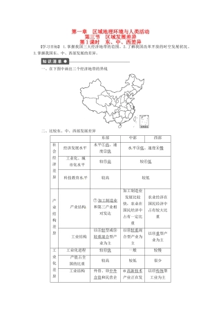 高中地理 1.3.1区域发展差异导学案 湘教版必修3-湘教版高二必修3地理学案