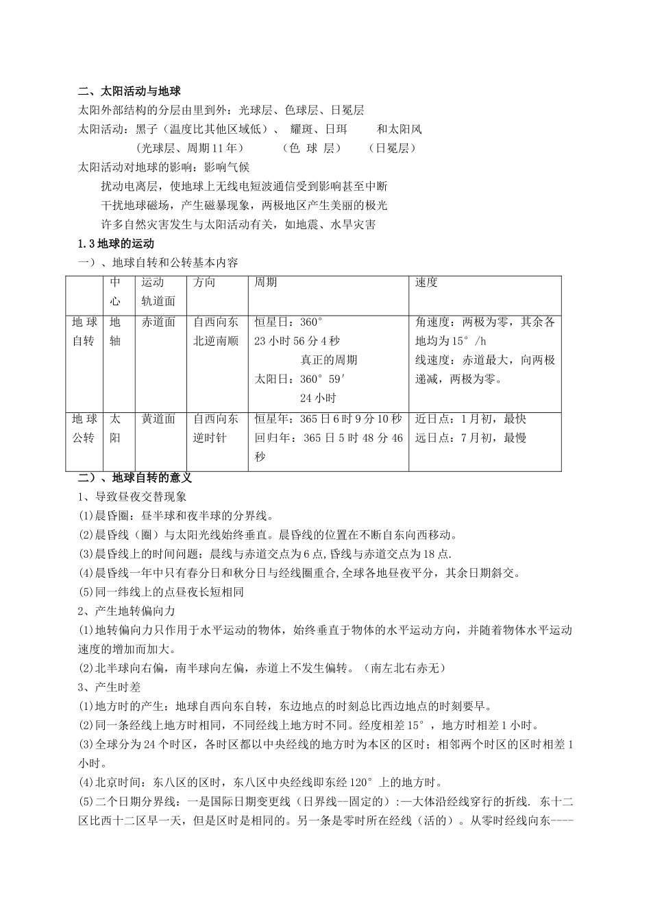 高中地理 会考复习主要知识点 新人教版必修1-新人教版高二必修1地理素材_第2页